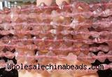 FGBS224 15 inches 10mm faceted four leaf clover strawberry quartz beads wholesale