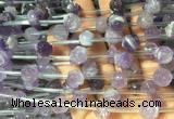 FGBS27 15 inches 8mm, 10mm, 12mm carved rose flower amethyst beads