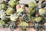FGBS283 Top drilled 15*30mm carved rose flower lemon turquoise beads wholesale