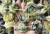 FGBS284 Top drilled 16*35mm carved rose flower lemon turquoise beads wholesale