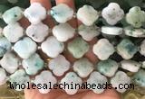 FGBS67 15 inches 16mm - 18mm faceted Four leaf clover chrysocolla beads