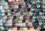 FLBS60 15 inches 6*6mm carved cross flower fluorite gemstone beads wholesale