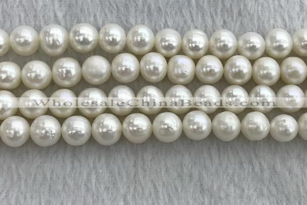FWP102 15 inches 9mm - 10mm potato white freshwater pearl strands