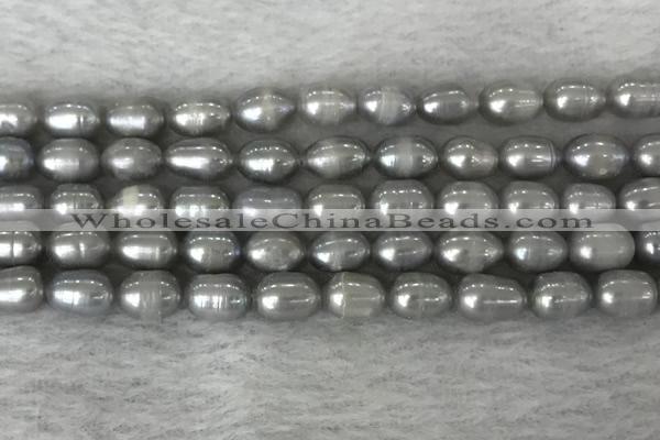 FWP186 15 inches 6mm - 7mm rice grey freshwater pearl strands
