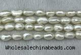 FWP285 15 inches 9mm - 10mm baroque white freshwater pearl strands