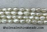 FWP286 15 inches 9mm - 10mm baroque white freshwater pearl strands