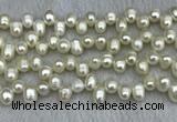 FWP340 Top-drilled 7mm - 8mm potato white freshwater pearl strands