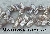 FWP414 Top-drilled 12*16mm - 13*18mm biwa freshwater pearl beads