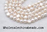 FWP490 14 inches 8mm - 9mm baroque white freshwater pearl strands