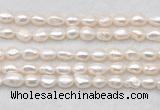 FWP496 14 inches 8mm - 9mm baroque white freshwater pearl strands