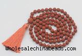 GMN1008 Hand-knotted 8mm, 10mm matte red jasper 108 beads mala necklaces with tassel