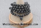 GMN1136 Hand-knotted 8mm, 10mm black labradorite 108 beads mala necklaces with charm