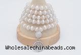 GMN1176 Hand-knotted 8mm, 10mm tibetan agate 108 beads mala necklaces with charm