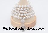 GMN1177 Hand-knotted 8mm, 10mm tibetan agate 108 beads mala necklaces with charm