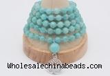GMN1250 Hand-knotted 8mm, 10mm amazonite 108 beads mala necklaces with charm