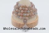 GMN1253 Hand-knotted 8mm, 10mm moonstone 108 beads mala necklaces with charm