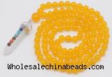 GMN1402 Hand-knotted 8mm candy jade 108 beads mala necklace with pendant