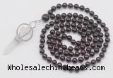GMN1542 Hand-knotted 8mm, 10mm garnet 108 beads mala necklace with pendant