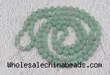 GMN2201 Hand-knotted 8mm, 10mm matte green aventurine 108 beads mala necklaces with charm