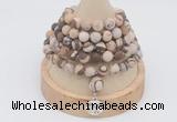 GMN2213 Hand-knotted 8mm, 10mm matte zebra jasper 108 beads mala necklace with charm