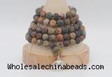 GMN2226 Hand-knotted 8mm, 10mm matte picasso jasper108 beads mala necklace with charm