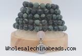 GMN2233 Hand-knotted 8mm, 10mm matte kambaba jasper 108 beads mala necklaces with charm