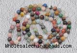 GMN478 Hand-knotted 8mm, 10mm colorfull gemstone 108 beads mala necklaces