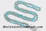 GMN4872 Hand-knotted 8mm, 10mm sea sediment jasper 108 beads mala necklace with pendant
