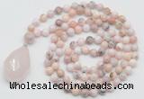 GMN4942 Hand-knotted 8mm, 10mm natural pink opal 108 beads mala necklace with pendant