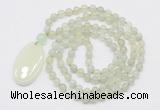 GMN5161 Hand-knotted 8mm, 10mm New jade 108 beads mala necklace with pendant