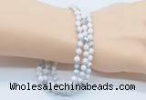 GMN5505 Hand-knotted 6mm matte white howlite 108 beads mala necklaces