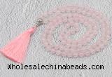 GMN600 Hand-knotted 8mm, 10mm rose quartz 108 beads mala necklaces with tassel