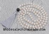 GMN684 Hand-knotted 8mm, 10mm Tibetan agate 108 beads mala necklaces with tassel