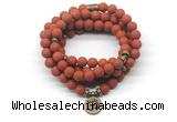 GMN7025 8mm matte red jasper 108 mala beads wrap bracelet necklace
