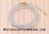 GMN7200 4mm faceted round tiny white jade beaded necklace jewelry