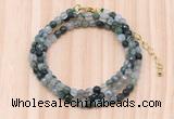 GMN7203 4mm faceted round tiny moss agate beaded necklace jewelry
