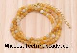 GMN7208 4mm faceted round tiny yellow aventurine beaded necklace jewelry