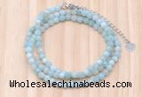 GMN7213 4mm faceted round tiny amazonite beaded necklace jewelry