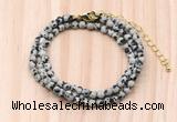 GMN7230 4mm faceted round tiny dalmatian jasper beaded necklace jewelry