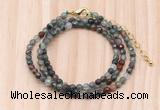 GMN7235 4mm faceted round tiny African bloodstone beaded necklace jewelry