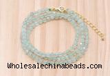 GMN7262 4mm faceted round prehnite beaded necklace jewelry