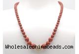 GMN7302 red jasper graduated beaded necklace & bracelet set