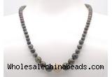 GMN7309 dragon blood jasper graduated beaded necklace & bracelet set