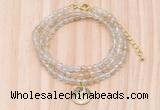 GMN7405 4mm faceted round tiny yellow watermelon beaded necklace with constellation charm