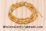 GMN7408 4mm faceted round tiny yellow aventurine beaded necklace with constellation charm