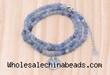 GMN7410 4mm faceted round tiny blue aventurine beaded necklace with constellation charm