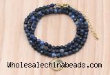 GMN7418 4mm faceted round tiny dumortierite beaded necklace with constellation charm