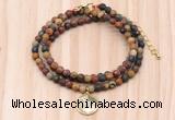 GMN7432 4mm faceted round tiny picasso jasper beaded necklace with constellation charm