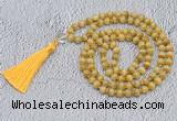 GMN745 Hand-knotted 8mm, 10mm golden tiger eye 108 beads mala necklaces with tassel