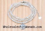 GMN7452 4mm faceted round tiny white moonstone beaded necklace with constellation charm